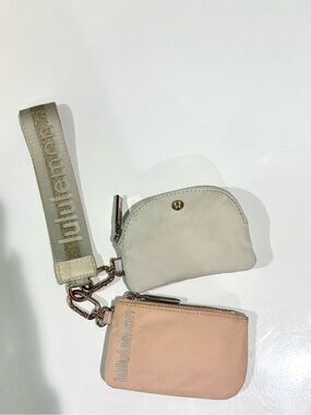 Lululemon dual pouch wristlet grey, pink, gold